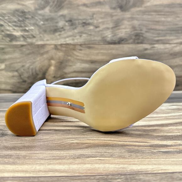 NIB Sam Edelman 8M Yaro Leather Ankle Strap Block Heel Sandals Lilac Croc - Picture 10 of 12